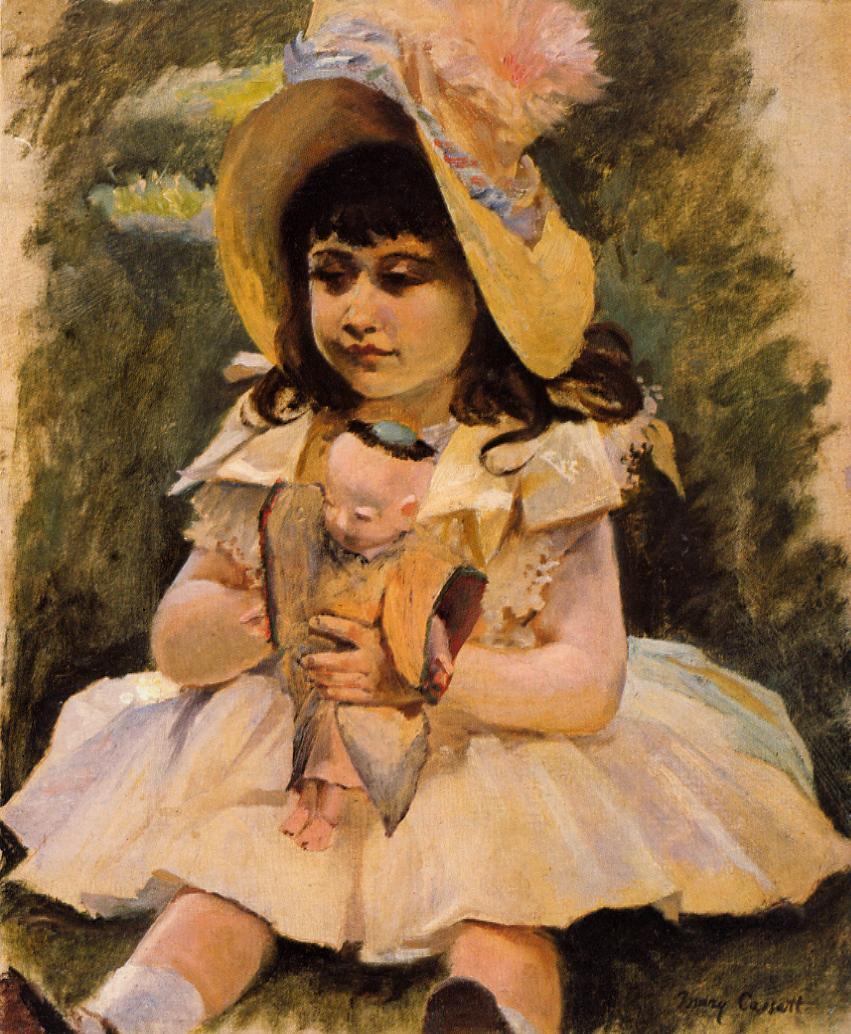 Little Girl with a Japanese Doll - Mary Cassatt Painting on Canvas